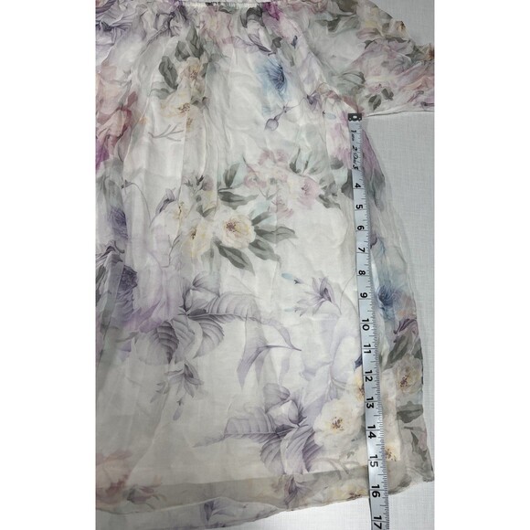 Viola Borghi Blouse White Floral Lined Silk Flowy Fairy Romantic Womens Medium - Picture 5 of 14